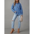 thumbnail image 6 of EMMIOL Women's Oversized 100% Cotton Denim Shirt Long Sleeve Button-Down Blouse with Pockets Casual Western Style, 6 of 7