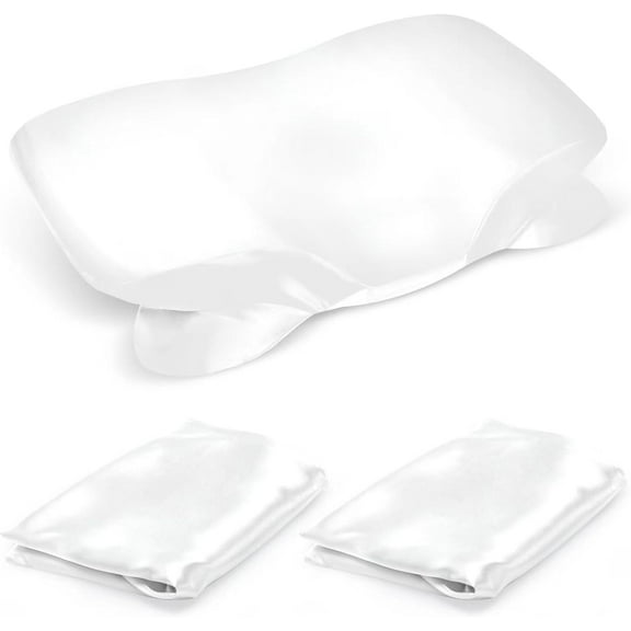 2 Pack Satin Pillowcase for Zelimun Cervical Pillow, Contour Pillow Case Cover, Soft Pillowcase Cover with Zipper (White)