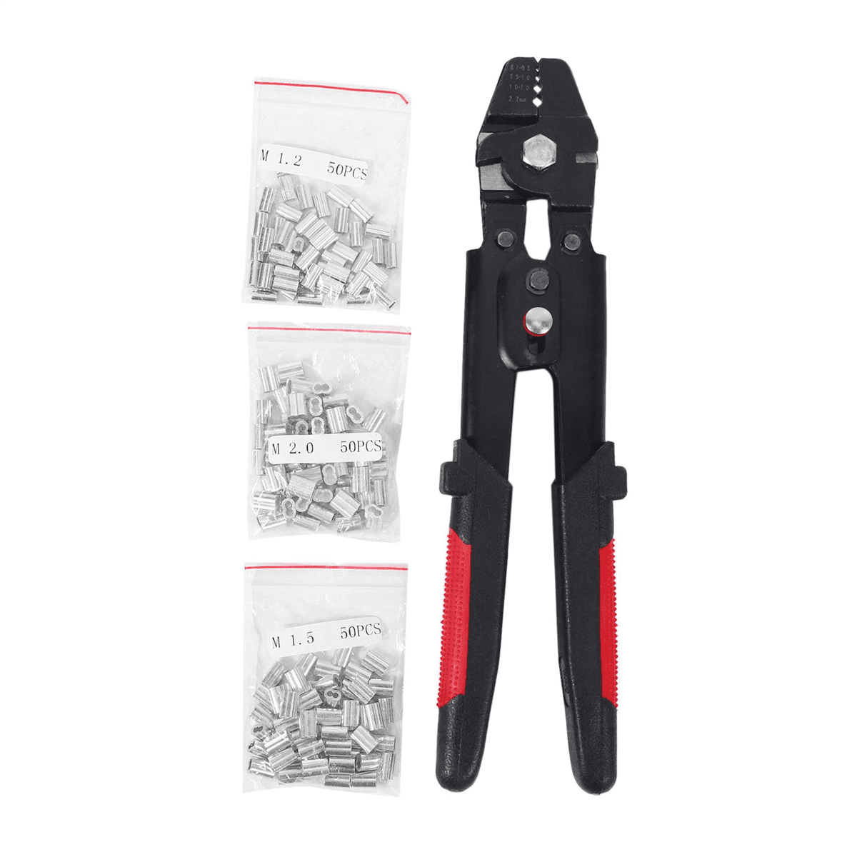 2X Wire Rope Crimping Tool Wire Rope Swager Crimpers Fishing Plier with Crimp Sleeves Kit