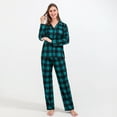 thumbnail image 2 of Penkiiy Family Christmas Pjs Matching Sets Woman Christmas Fashion Cute Lattice Christmas Tree Print Top Pants Suit Family Parent-child Wear Mom Green Christmas Pajamas, 2 of 10