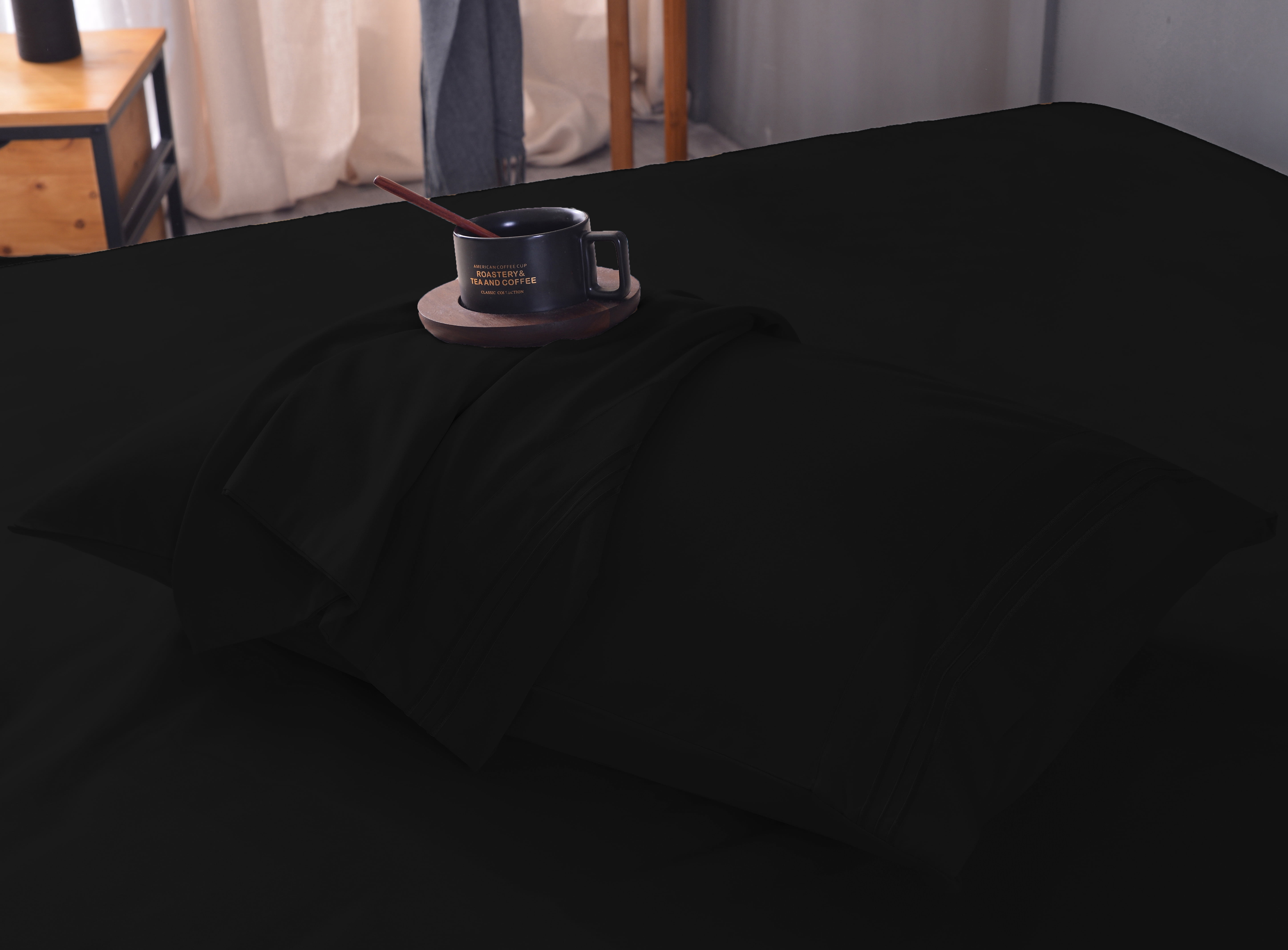Mutlu Home Goods Rayon Made From Bamboo Sheets Set, Twin XL Black Sheets -Deep Pockets-Available in Queen,King,Full,California King,Twin,Twin XL-Wrinkle Free-Ultrasoft-3 Pieces, Twin XL, Black