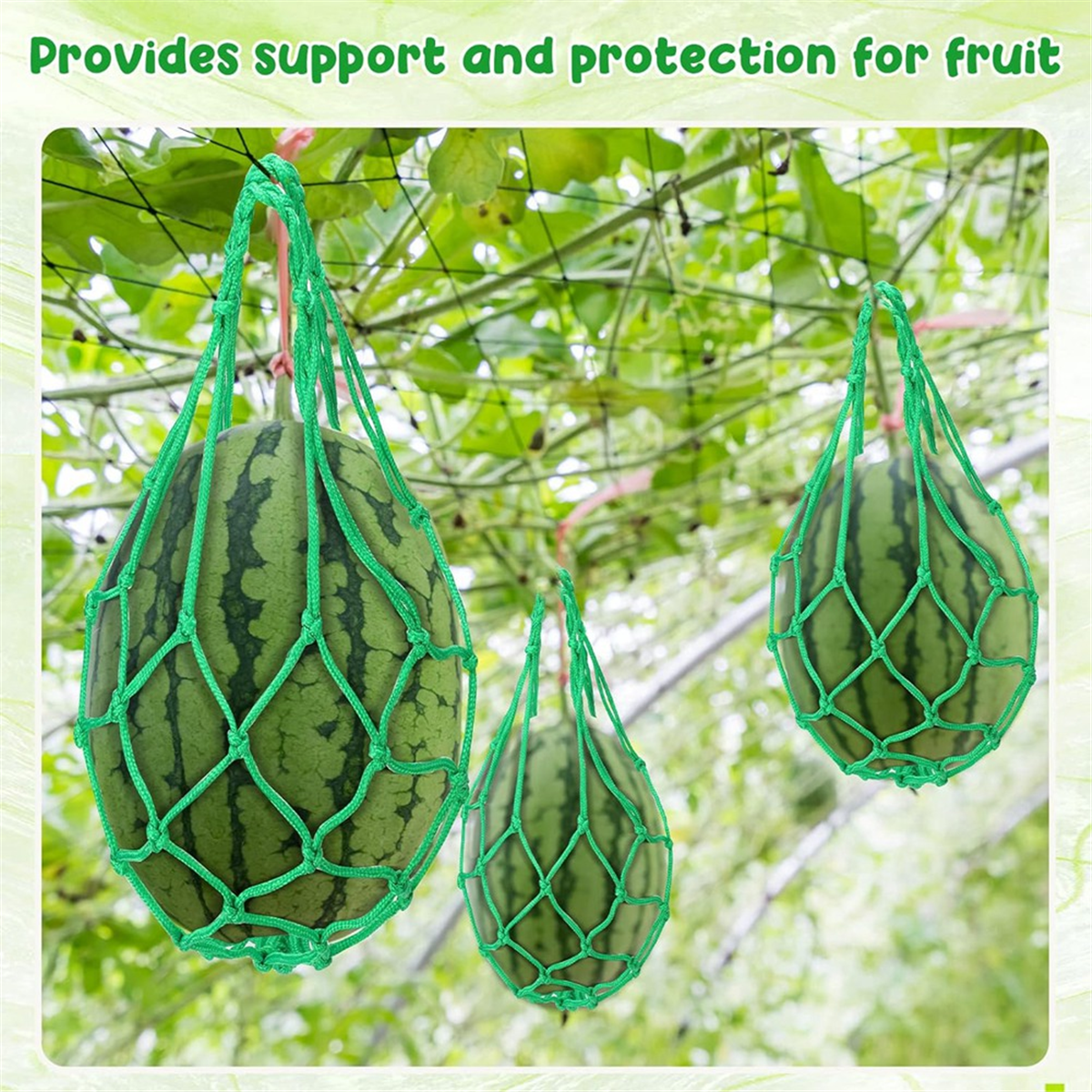 12 Pcs Watermelon Net Melon Hammock Melon Cradle Plant and Garden Supports Pumpkin Support Hanging Bag Protects Green