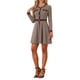 thumbnail image 4 of Vestido A-Line Elegante de Cuello Redondo con Botones para Mujeres INSPIRE CHIC en Cuadros Houndstooth XS Marrón Caqui, 4 of 6