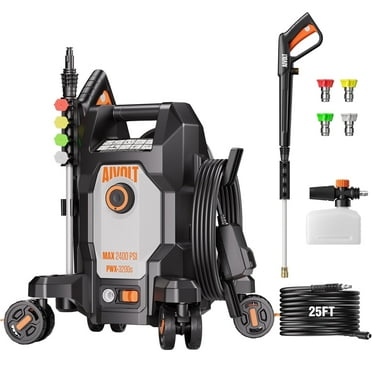 AIVOLT Electric Pressure Washer, Anti-Tipping Power Washer Surge Pressure 4800PSI with 36FT Cable & 25FT Hose, 4 Nozzles, Soap Tank, High Pressure Cleaner Machine for Car Washing, House, Garden
