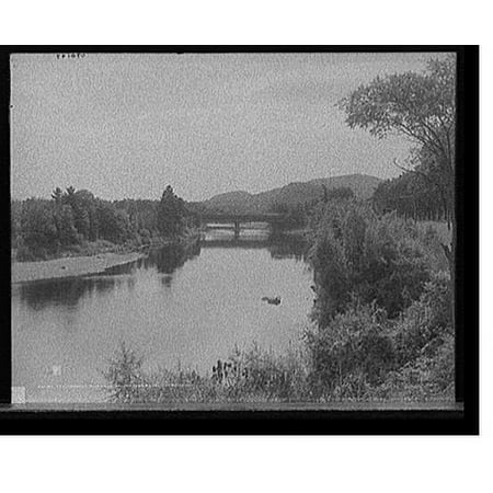 Historic Print, Pemigwasset [sic] River and Holderness bridge, Plymouth, N.H., 18" x 24"