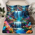 thumbnail image 2 of Manfei Rainbow Rustic Flowers Twin Sheet Sets,Waterfall Landscape Twin Fitted Sheet,Beauty Natural Scenery Flat Sheet For Teens,Ultra Soft Home Decor,3pcs, 2 of 7