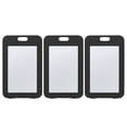 thumbnail image 1 of Visland 3 Pcs ID Badge Holder with Double-Sided Windows Horizontal Hard Transparent Plastic Case Office ID Card Protector, 1 of 8