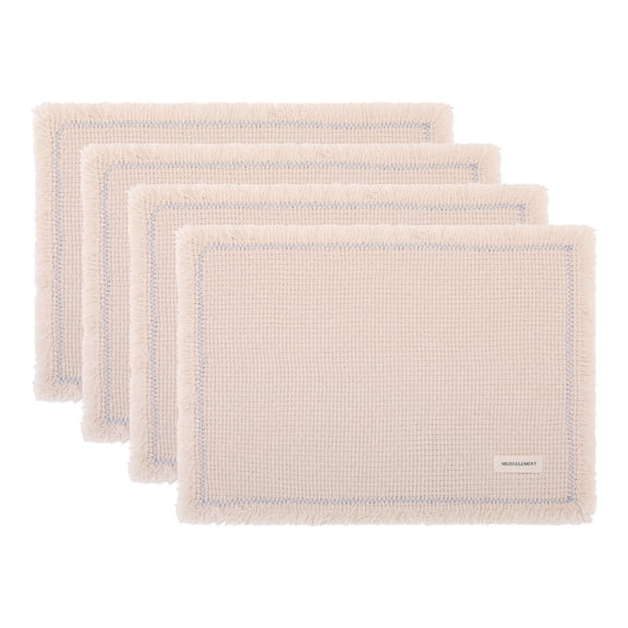 Unique Bargains 4pcs Cotton Blend Washable Table Mat Blue Edge 15.7"x11.8"