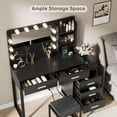 thumbnail image 4 of Semiocthome Modern Makeup Vanity with LED Lighted Mirror, Power Outlet, 5 Drawers, Bedroom, Black, 4 of 8