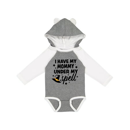 

Inktastic I Have My Mommy Under My Spell with Cute Witch Hat Gift Baby Boy or Baby Girl Long Sleeve Bodysuit