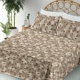 thumbnail image 3 of Ambesonne Tropical Fitted & Flat Sheet with Shams 4 Pcs Set, Simple Spots and Leaves, Calking, Dark Mustard Eggshell, 3 of 5
