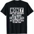 thumbnail image 1 of Camiseta para amantes de los coches clásicos: 100 % algodón, con frase humorística "El dinero puede comprar piezas de coche"., 1 of 6