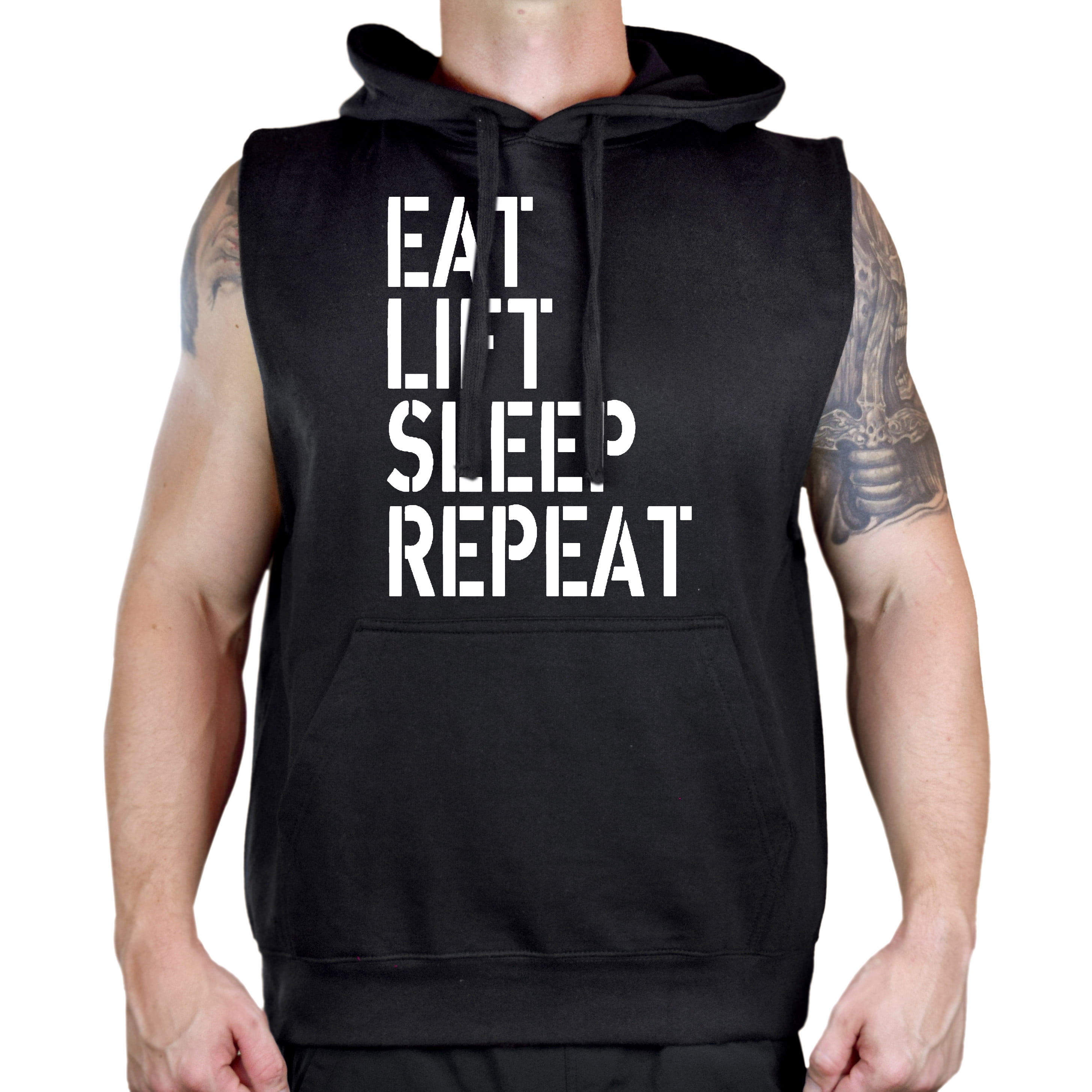 Eat Lift Sleep Black Sleeveless Vest Hoodie X-Large - Walmart.com