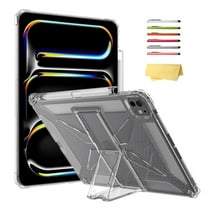 ELEHOLD Protective Case For Apple iPad Pro 11-inch (M5) 2025/(M4) 2024 ,Shockproof Slim Soft TPU Pencil Holder Foldable Kickstand Anit-Resistant Cover,Clear