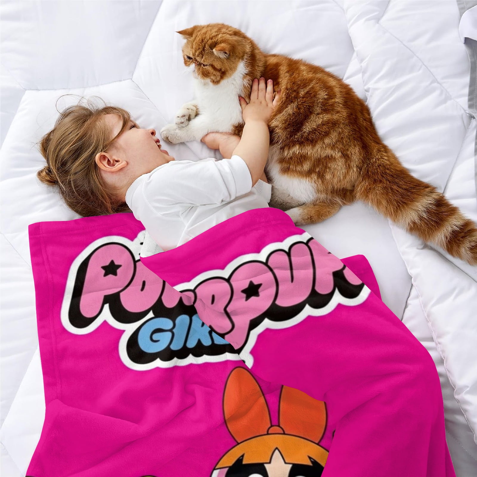 Powerpuff Girls Throw Blanket Gifts for Fans Lover Girls Boys Women Present Hoodie Him Bed 60"x80"