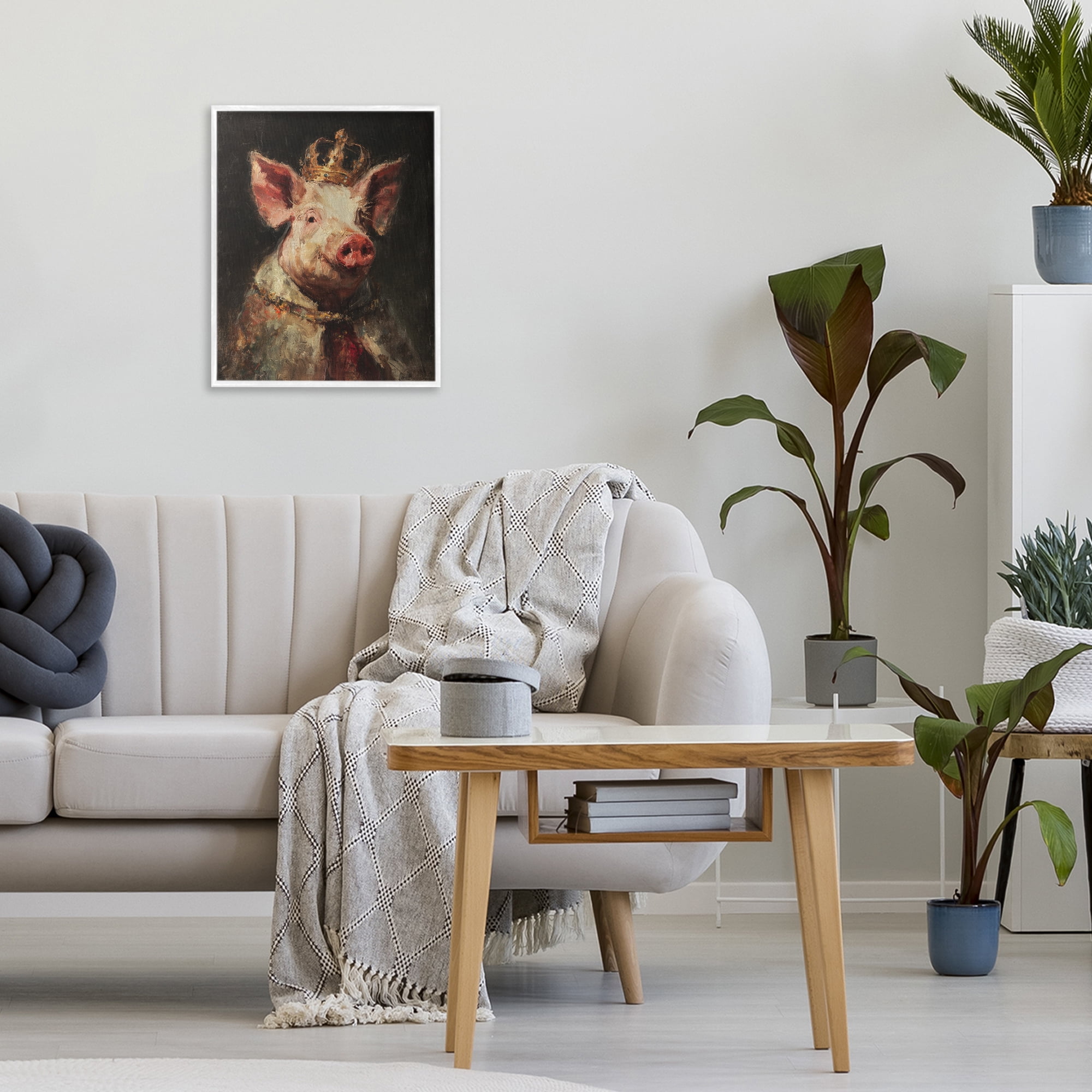 Stupell Industries Royal Swine Portrait White Framed Giclee Art, design by Svetlana Aleynikova