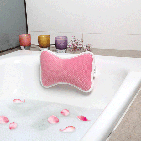 Non-Slip Bath Pillow with Suction Cups, Supports Neck and Shoulders for Home Spa, Bathtub, Hot Tub, Anti Bacterial, (Best Pillow For People With Neck Problems)