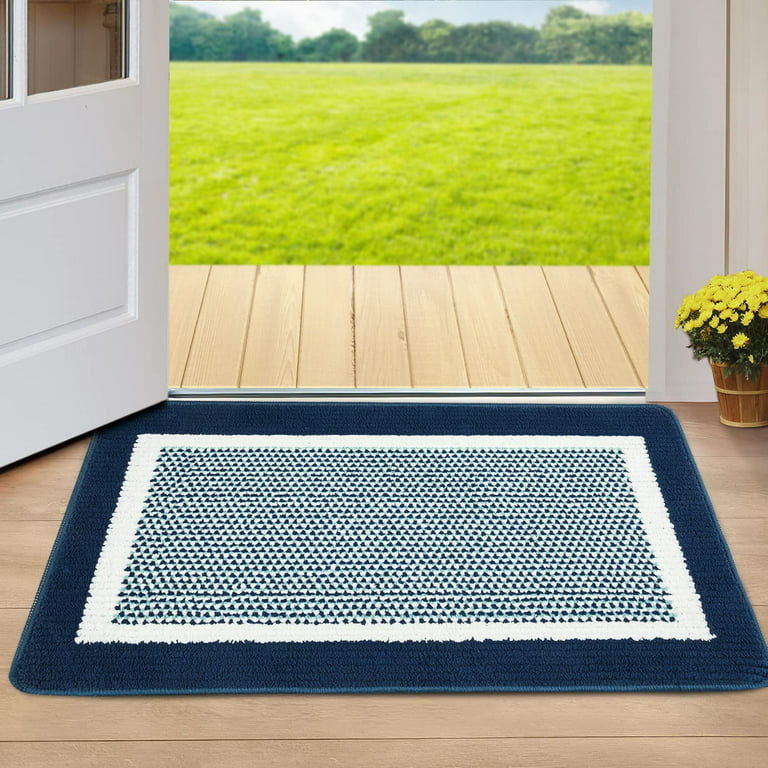 Front Door Mat for Entrance (20x32Navy Blue) Machine Washable Entryway Rug