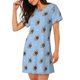 thumbnail image 2 of Fotbe Brown French Bulldog Bata de Dormir para Mujer con Estampado, Camisón de Algodón de Manga Corta, Ropa de Dormir Casual, 2 of 6