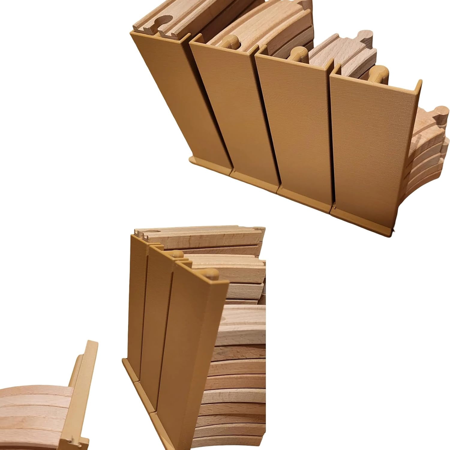 4Pcs Wood Train Tracks Organizer for Brio/Lillabo/Playtive-collection | Stackable Track Holder | Wooden Railway Storage Solution