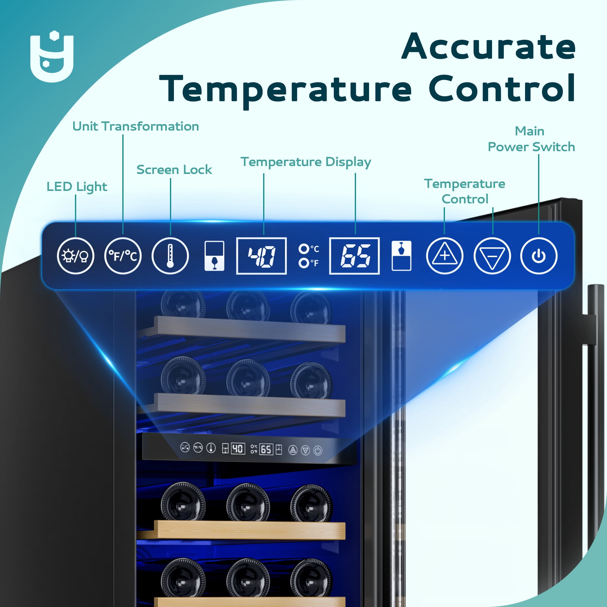 EUHOMY 3.6 cu ft Dual Zone Wine Cooler Refrigerator, 33 Bottles Glass Door, Black