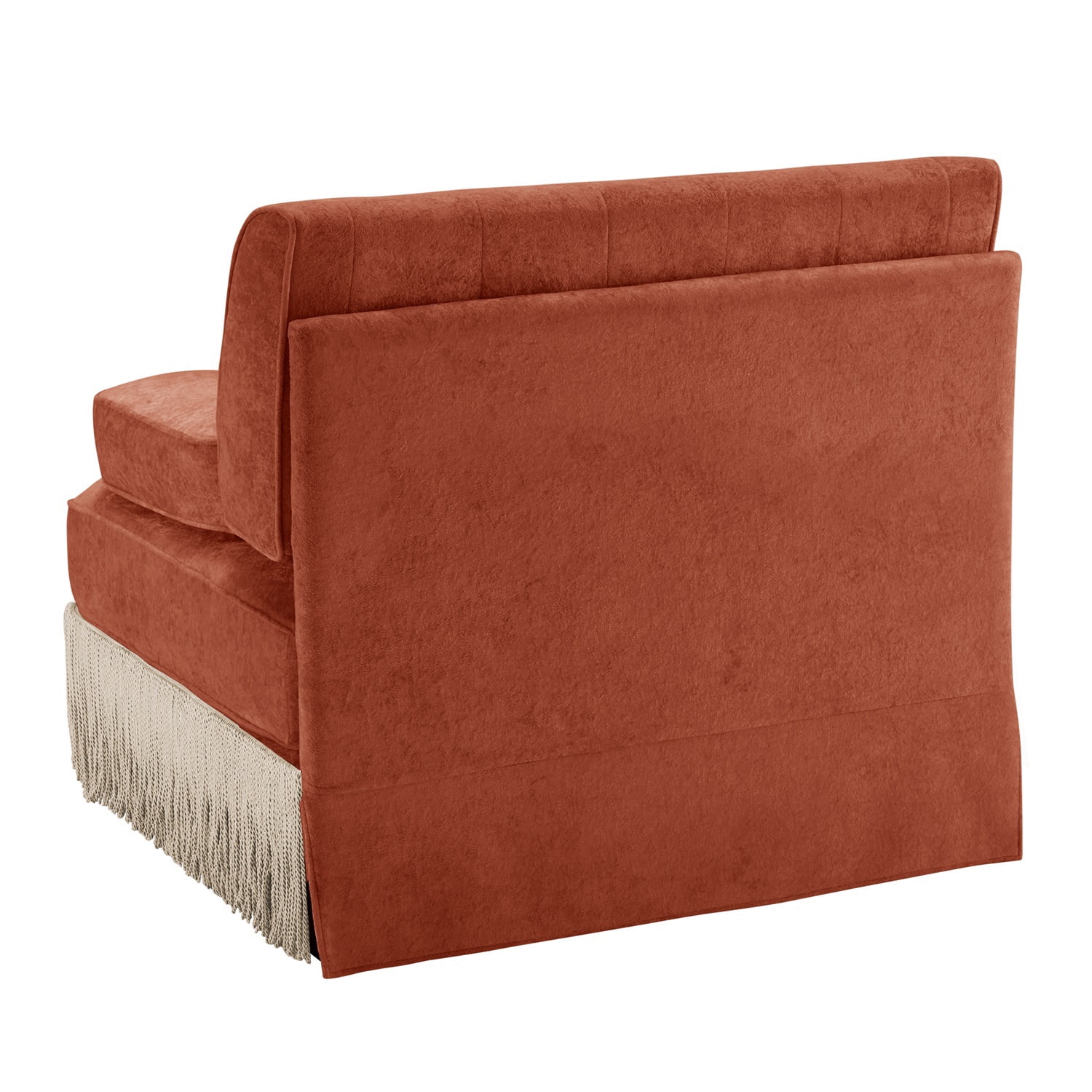 Hommoo Comfort Velvet Fabric Sofa with Right Arm, Button Tufted Design & Floor-grazing TasseL, Red Brown