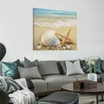 thumbnail image 2 of JEUXUS Beach Wall Art Bathroom Paintings Decor Seashell Starfish Nature Canvas Picture Blue Ocean Theme Decorations Posters Contemporary Nautical for Bedroom 16x16in, 2 of 4