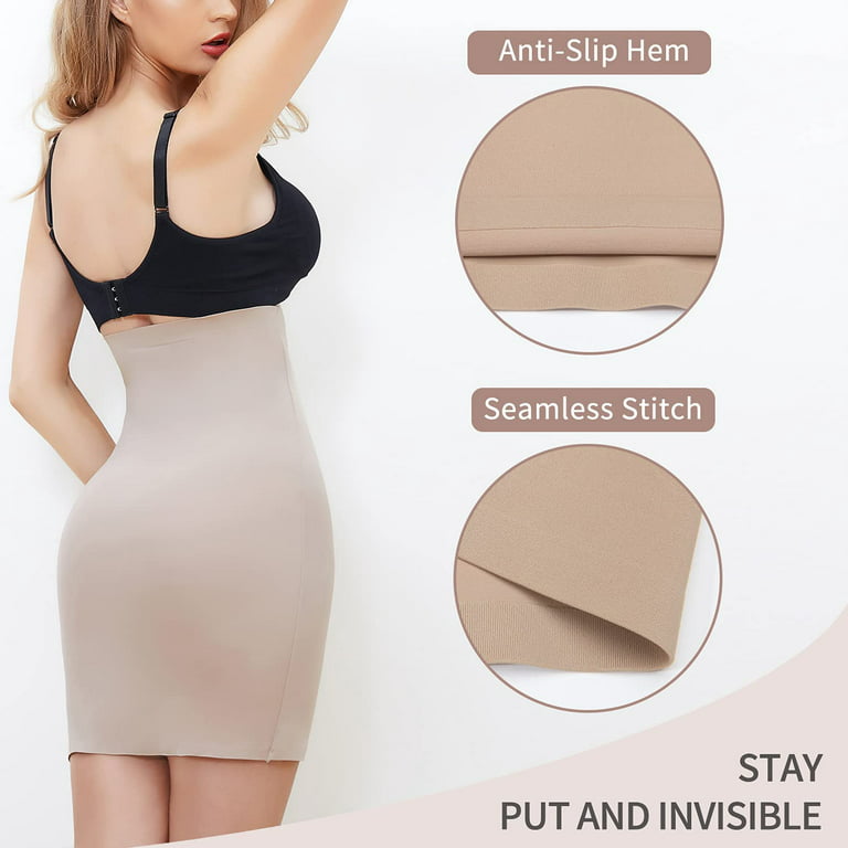 QRIC Womens Seamless High Waist Tummy Control Half Slips Smoother Slimming  Body Shaper Dress 