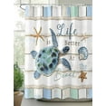 thumbnail image 2 of Sea Turtle Shower Curtain, Ocean Starfish Shell Wood Grain Rope Waterproof Shower Curtain Set with 12 Hooks Lightweight Washable Fabric Shower Curtains for Bathroom 72x78 Inches, 2 of 6