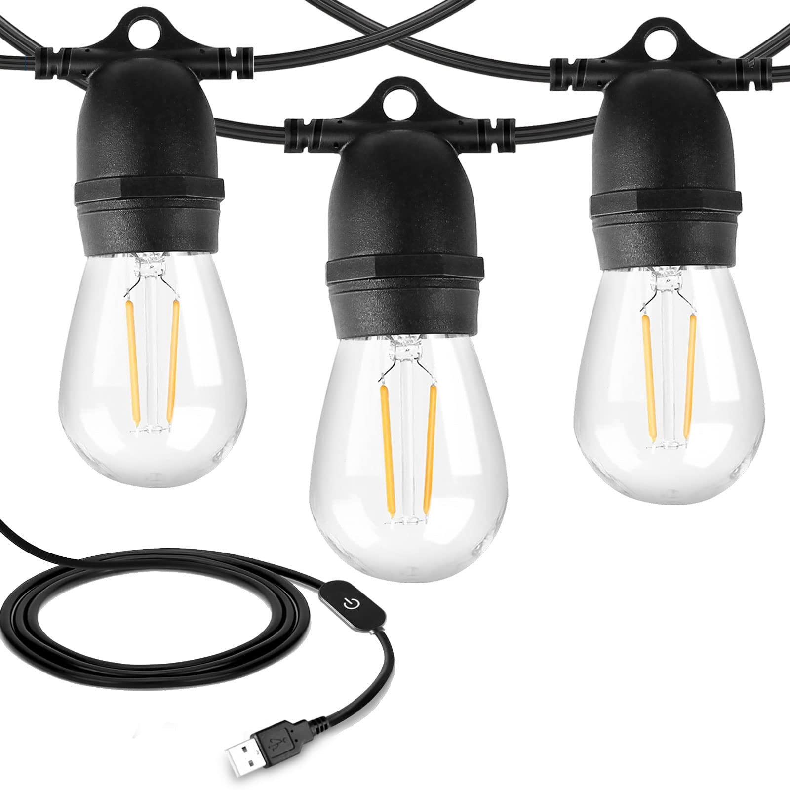Outdoor String Lights 24.6Ft USB Powered, Waterproof LED String Lights