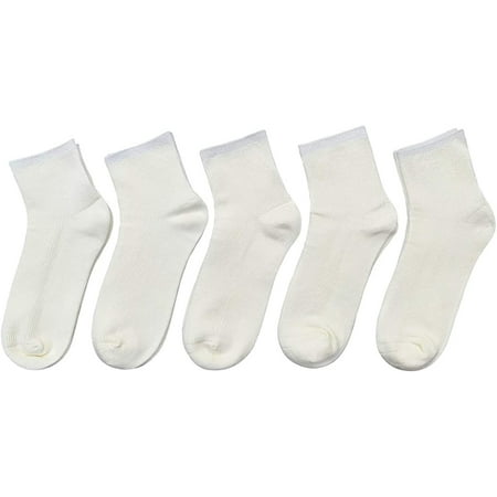 

SERISIMPLE Bamboo Stretch Kids Ankle Sock Breathable Lightweight for Preschool Thin Soft Baby Socks 5 Pairs (White 3-5 Years)