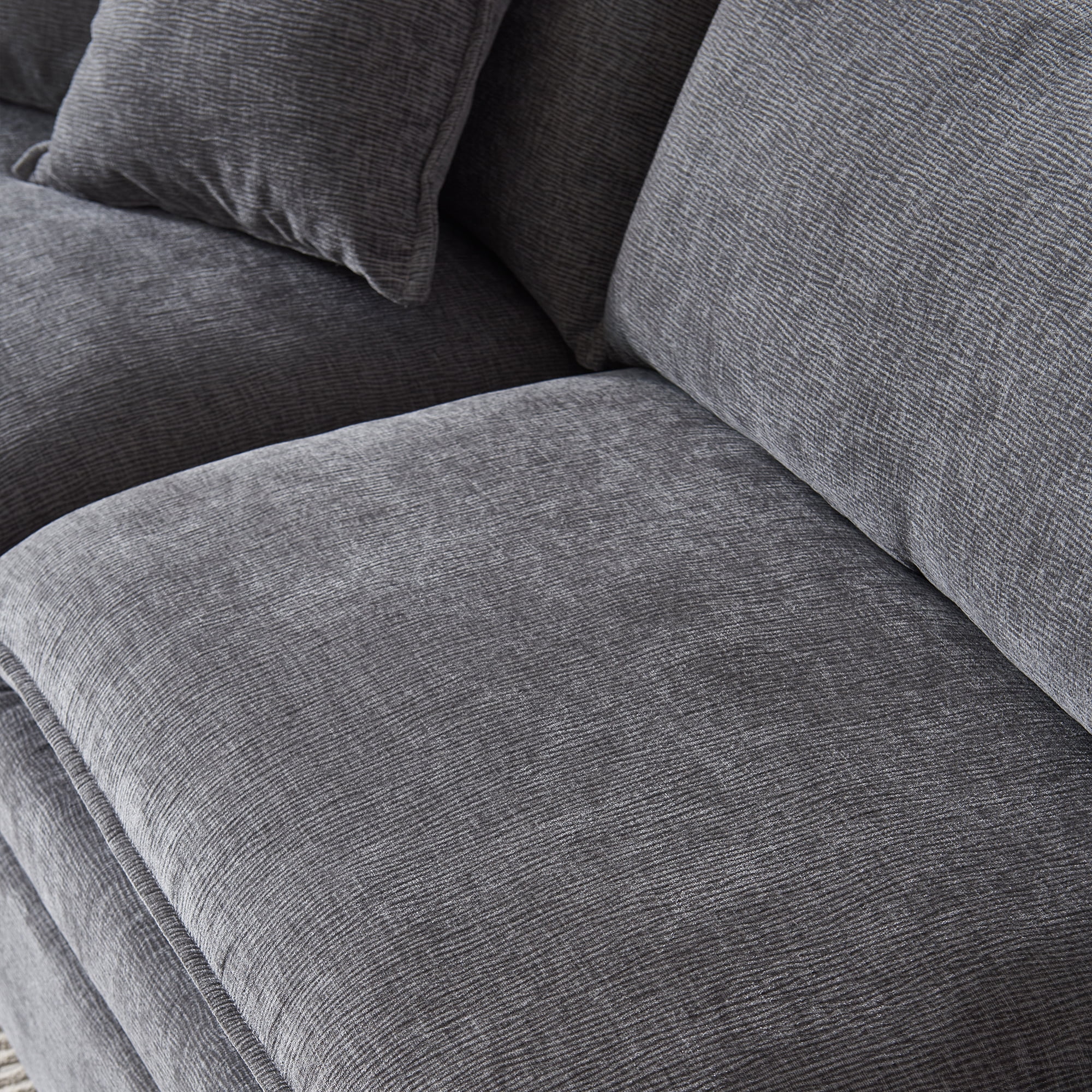MAYEERTY Chenille Fabric L-Shaped Modular Sectional Sofa with Ottoman Green Comfy Living Room Couch