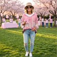 thumbnail image 7 of Women's Breast Cancer Awareness Hoodie in October We Wear Pink Shirts Drawstring Print 3/4 Sleeve Sweatshirts for Women, 7 of 7