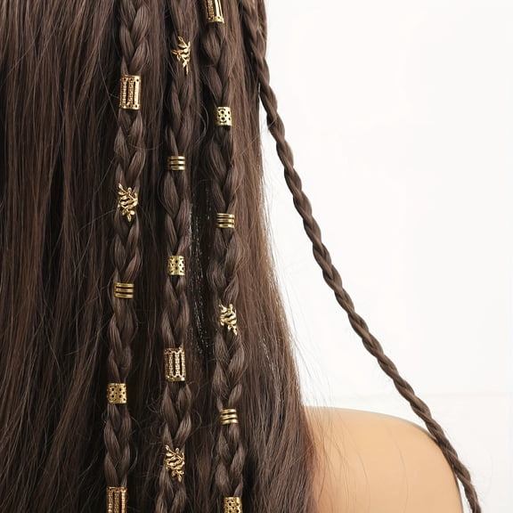 40pcs Golden Hair Ring Set • Street Style Party Braided Hair Accessories • Women's Hair Clips • Summer Braid Decorations • Hair Ornament Set