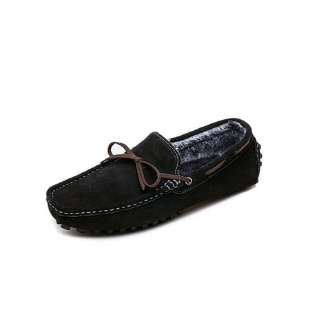 Men's Casual Indoor Outdoor Comfortable Driving Moccasins Warm Lining Slippers Anti Slip Rubber Sole Loafers (Best Driving Moccasins Mens)
