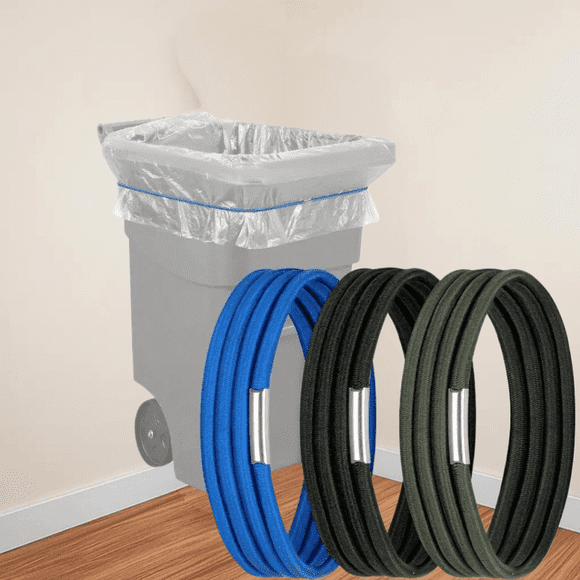 CHUANK 6pcs Elastic Garbage Bag Holders - Fits 13 to 96 Gallon Cans Durable PVC Material Secure Waste Management for Home Office School & Outdoor Use Black Blue Green