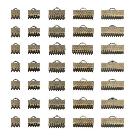Uxcell 6mm/8mm/10mm/13mm/16mm Ribbon Ends Crimp Clamp 150pcs Pinch Crimp End Fasteners Clasp Bronze
