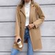 thumbnail image 4 of Puntoco Chaqueta para mujer Chaqueta sólida Botón Turndown Neck Slim Fit Chaqueta cálida mediana y larga Puntoco  Puntoco-794, 4 of 6