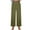 Army Green, variant on Womens Cotton Wide Leg Pants Solid Color Button Lounge Pants Elastic Waist Hem Split Pants