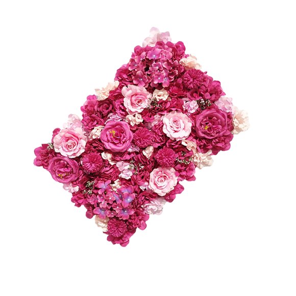 Panel de pared de flores artificiales de seda Qarigey Rosa 60 x 40 cm