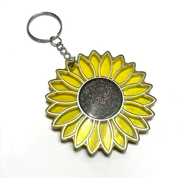 Sunflower Keychain, Cute Purse Charm For Her, New Car Gift, Womens Wallet Accessories, BOHO Wristlet Key Ring, Hippie BFF Phone Pendant
