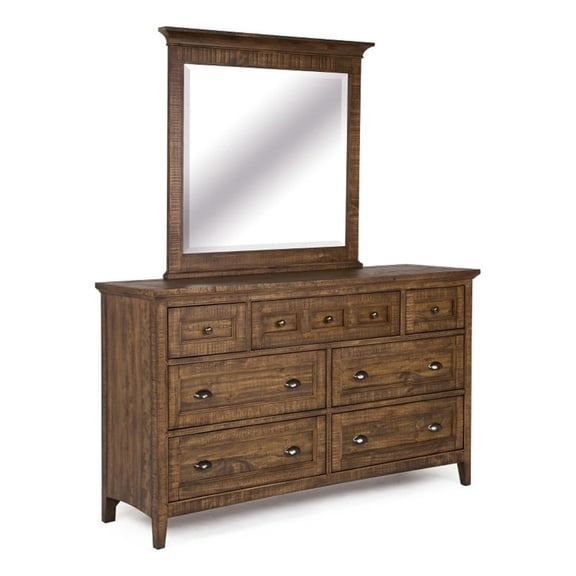 Magnussen Home Bay Creek Toasted Nutmeg Drawer Dresser With Landscape Mirror