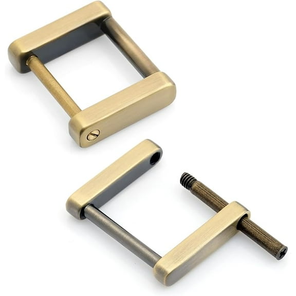 Rectangle Screw Rings Buckle Strap Connector Rectangular Shackle Screw Purse Bag Loop 4pcs (1 Inch, Brushed Brass)