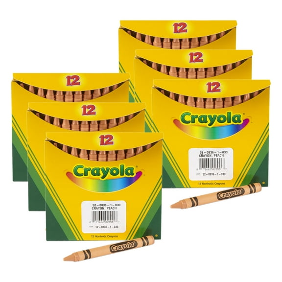 Crayola Bulk Crayons, Regular Size, Peach, 12 Per Pack, 6 Packs