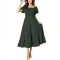 thumbnail image 2 of Women's Loose Casual Puff Sleeve Long Solid Color Printed Summer Dress, 2 of 7