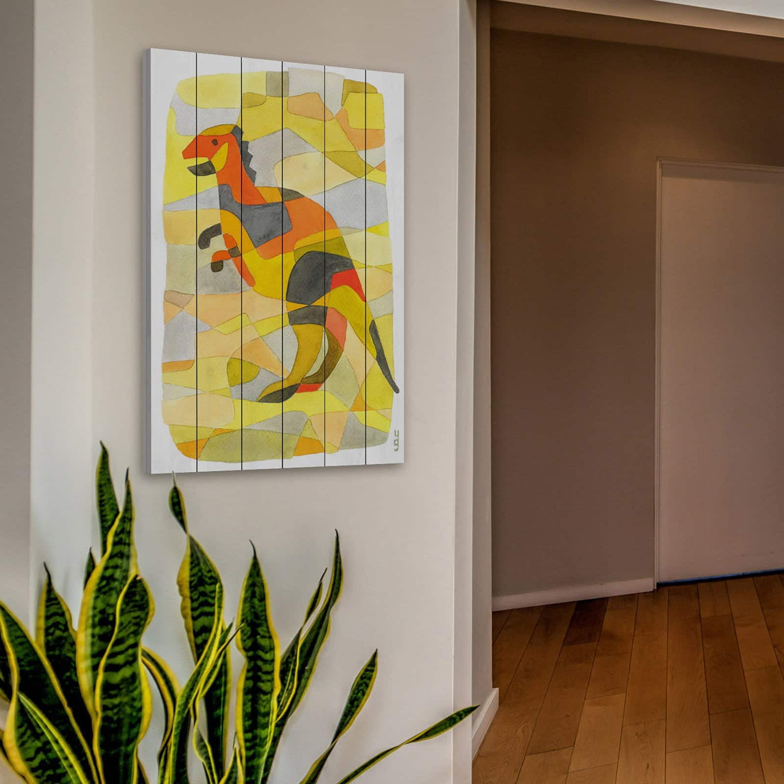 Marmont Hill "Dinosaur 1" by Yolanta Gawlik Painting Print on White Wood