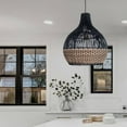 thumbnail image 6 of Arturesthome Handwoven Kitchen Island Black Brown Rattan Pendant Light, 6 of 12