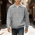thumbnail image 2 of DHFJKG Mens Knitted Jacquard Sweaters 2 In 1 Top Turndown Collar Long Sleeve Loose Fit Textured-Knit Pullover Fall Winter Retro Comfort Jumper Tops, 2 of 5