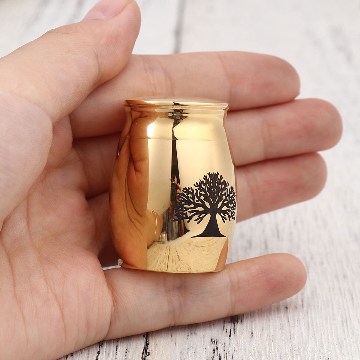 Tree of Life Cremation Urn, Mini Tree of Life Memoiral Urn for Ashes, Tree of Life Keepsake Urn for Ashes, Mini Urn for Dogs, Mini Urn for Cats, Ships Next Day! [Tree of Life, Gold, No Engraving]