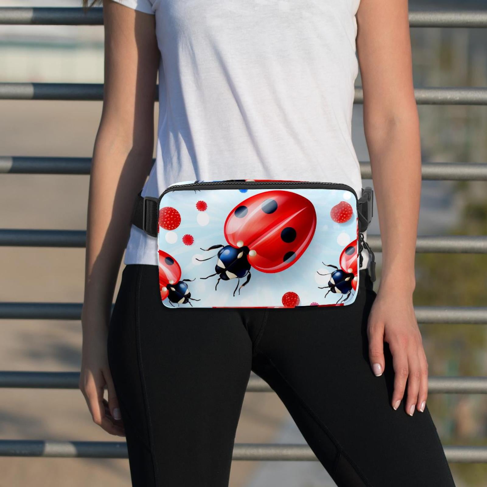 Seven-star ladybug Lightweight Adjustable Running Belt with Extension Strap - Unisex Fanny Pack Belt Bag